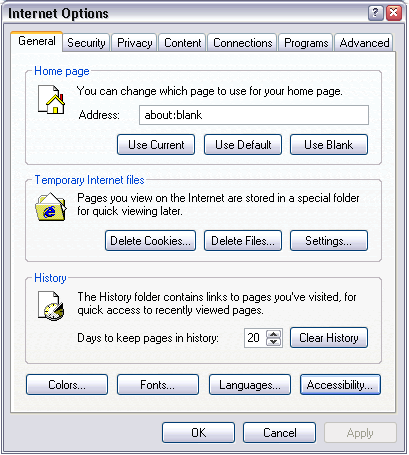 style Internet Options Panel